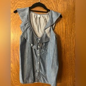 Denim flutter top
